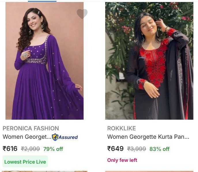 Flipkart Georgette Ethnic Sets 70 Elegant Loo