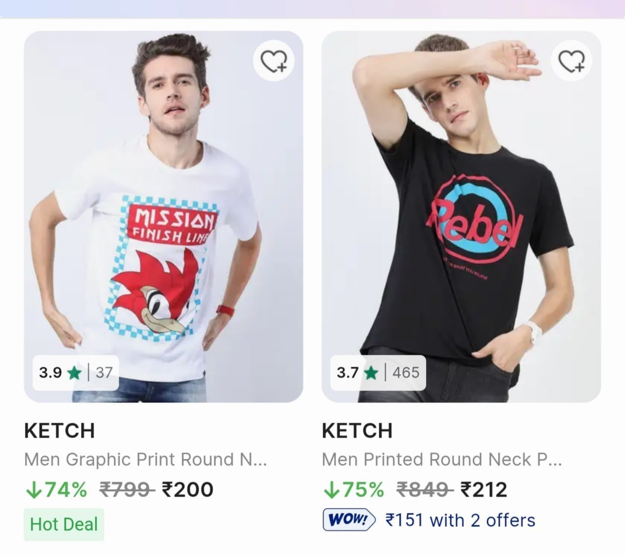 Flipkart Ketch Men Tshirts Starting From 212
