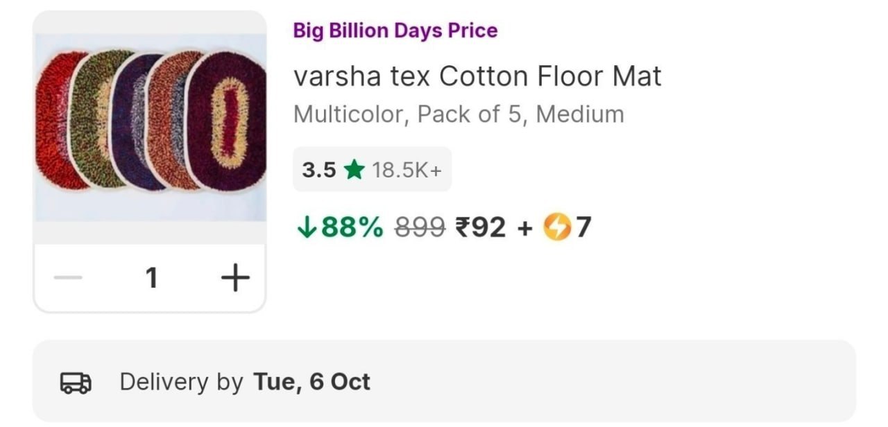 Flipkart Loot Pack Of 5 Door Mat At 92 Sc