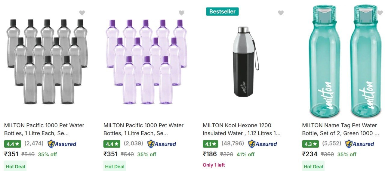 Flipkart Milton Set Of 12 Bottles At 351
