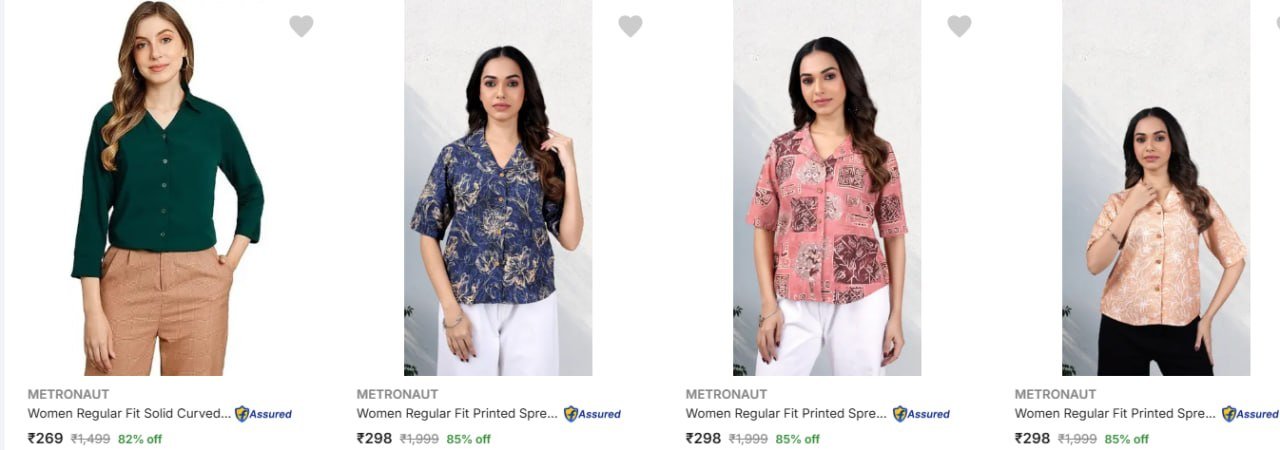 Flipkart Min 70 Metronaut Women S Shirts Starting 