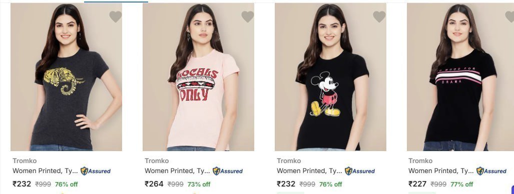 Flipkart Minimum 70 - Tromko Women T-shirts