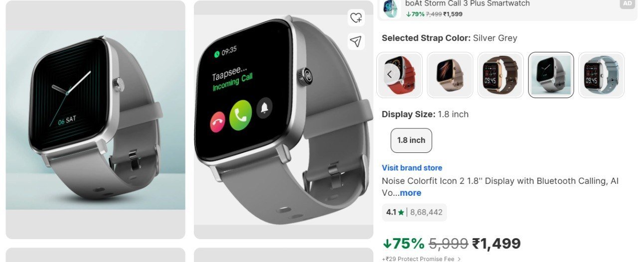 Flipkart Noise Colorfit Icon 2 1 8 Display Smartwa