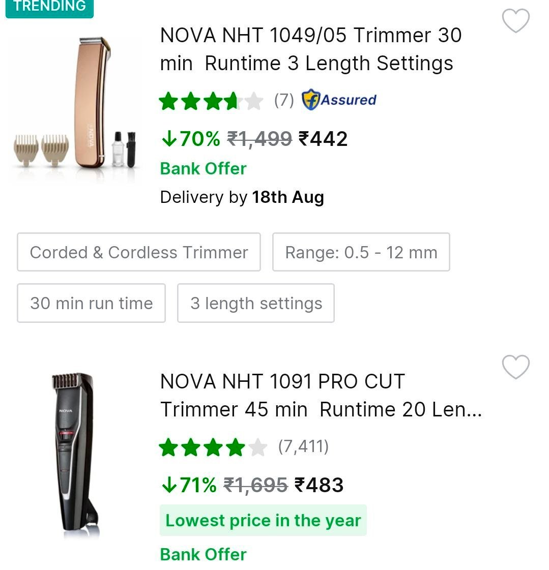 Flipkart Nova Trimmers From 442