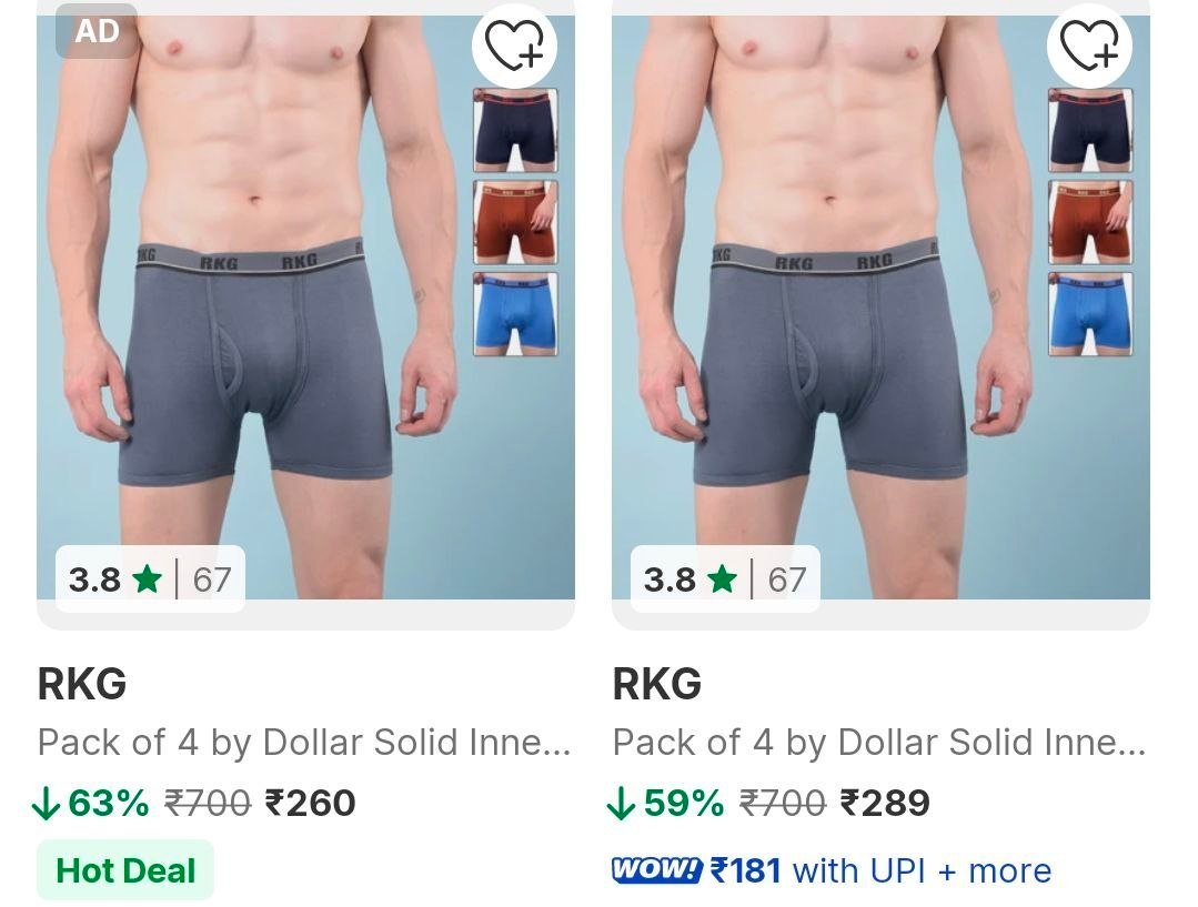 Flipkart Pack Of Mens 4 Trunk By Dollar At 260 Eac