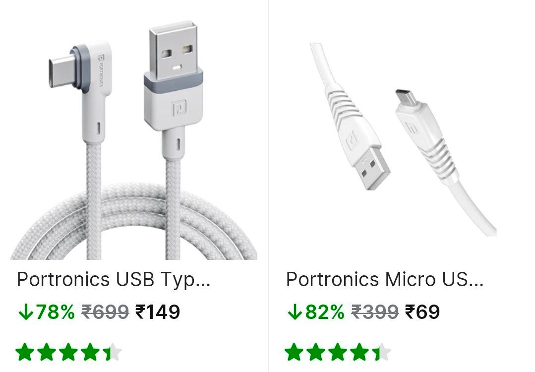 Flipkart Portronics Mobile Cables 82 Starting From