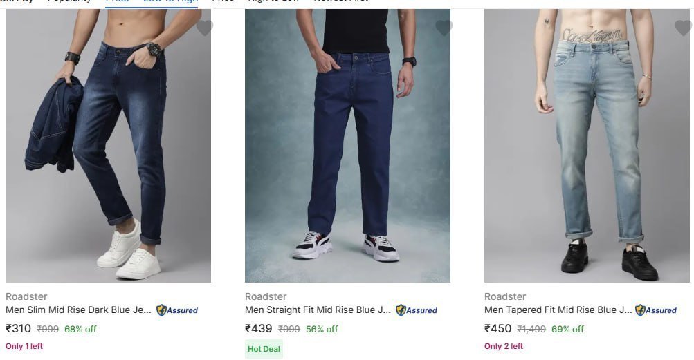 Flipkart Roadster Mens Jeans Starting At 310