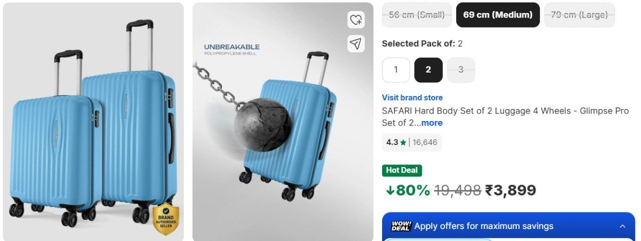 Flipkart Safari Hard Body Set Of 2 Luggage 3899