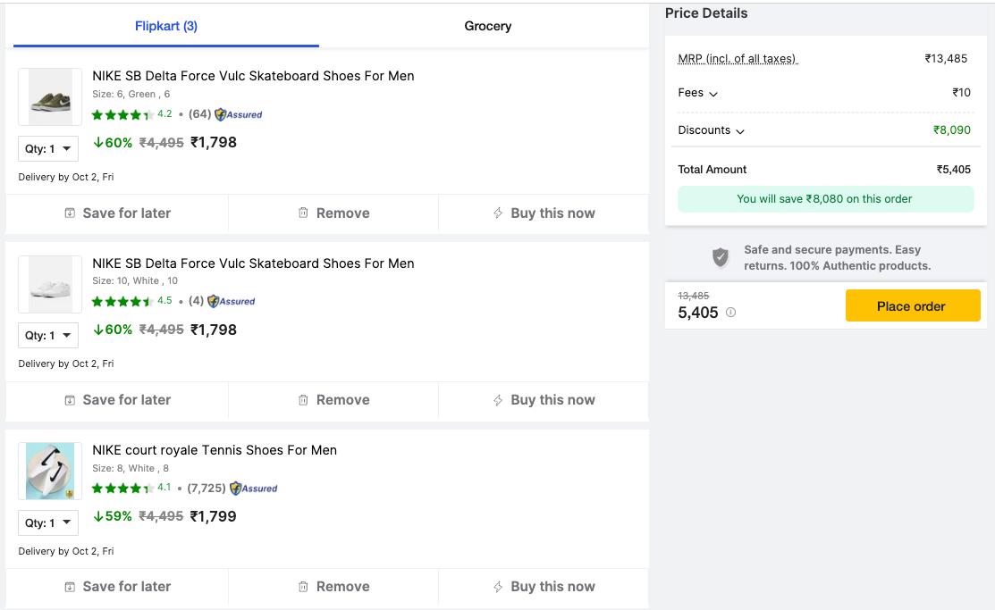 Flipkart Triple On Nike Shoesupto 50 On Nike 