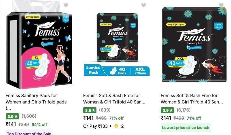 Flipkart Up To 72 - Femiss Sanitary Pad