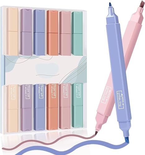 Flizzow 6pcs Aesthetic Cute Highlighters Bible Pastel Markers And Pens No-bleed School