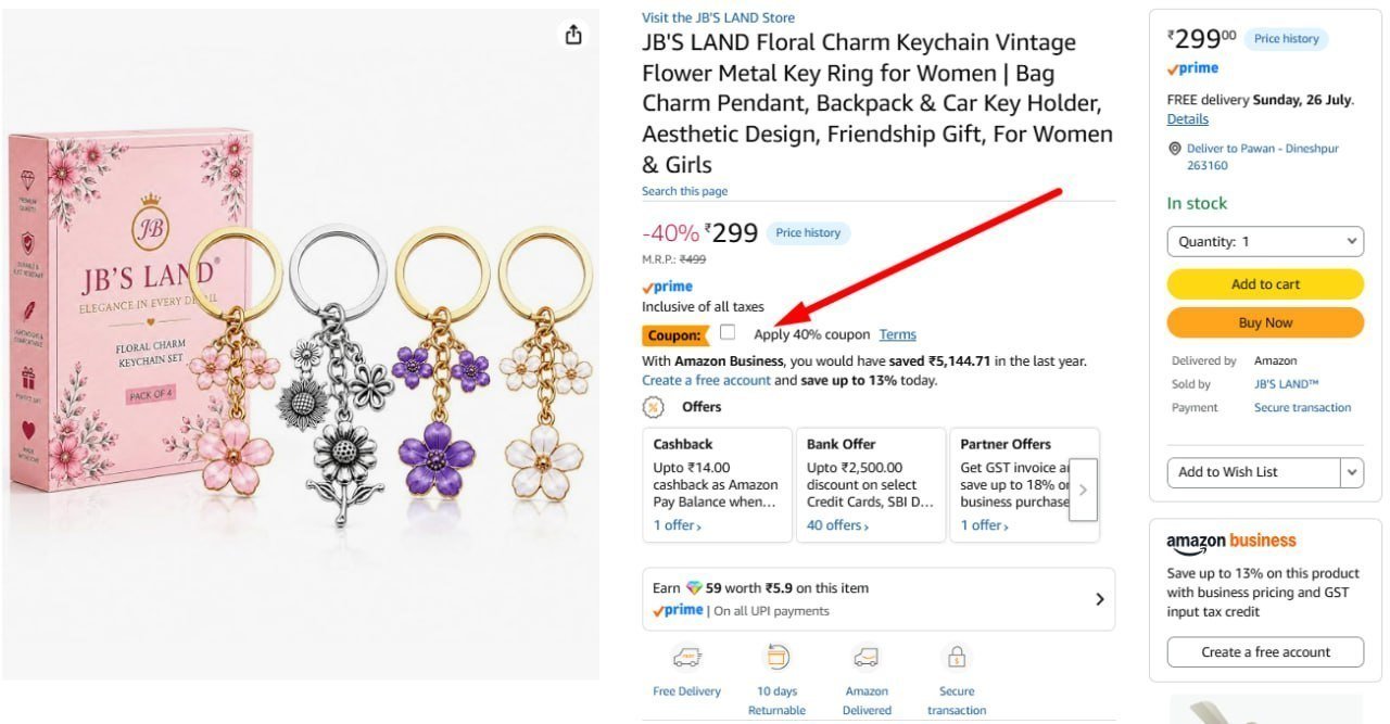 Floral Charm Keychain Vintage (pack Of 4) 179