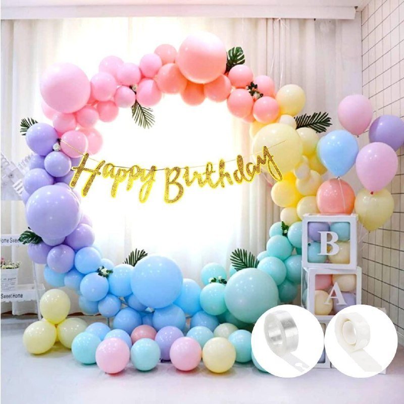 Flyloons 53 Pcs Pastel Happy Birthday Decorat