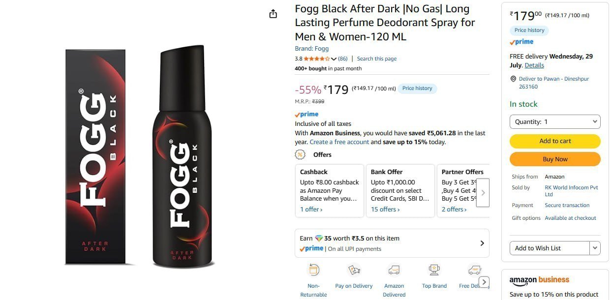 Fogg Black After Dark (120ml) 179