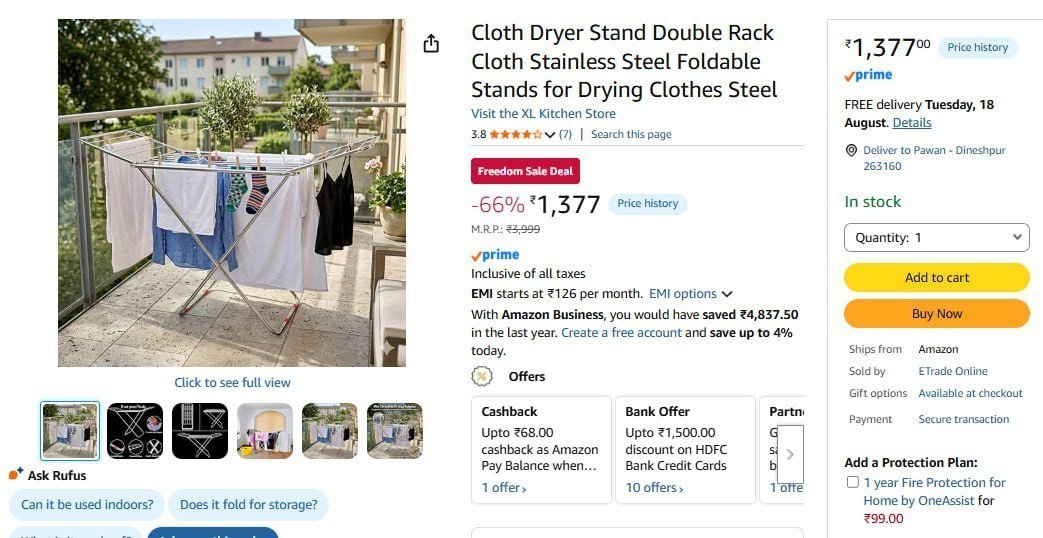 Foldable Steel Cloth Dryer Stand 1377