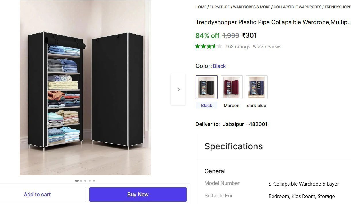 Foldable Wardrobe At 301