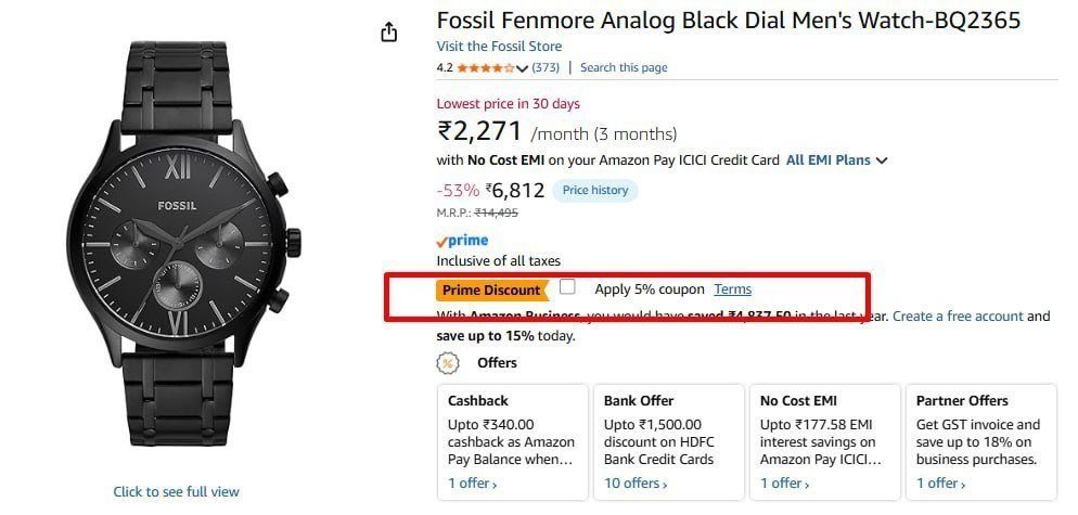 Fossil Analog Black Dial Men Watch 5