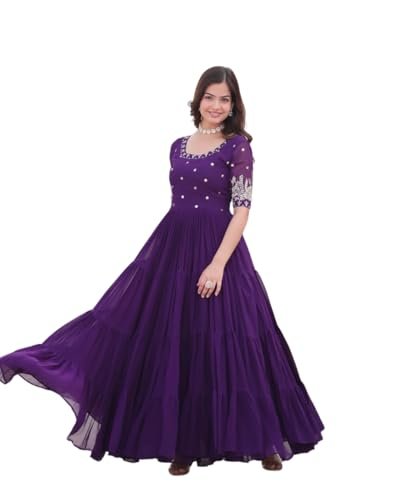 Foxdx Women S Georgette Floral Printed Embroi