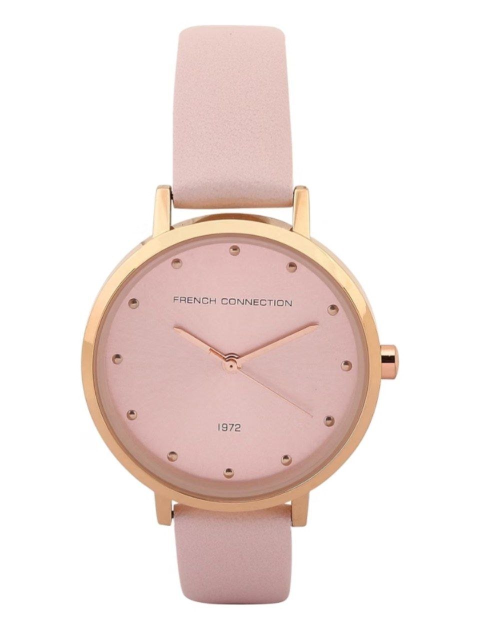 French Connection Hazel Pink Round Analog Wat