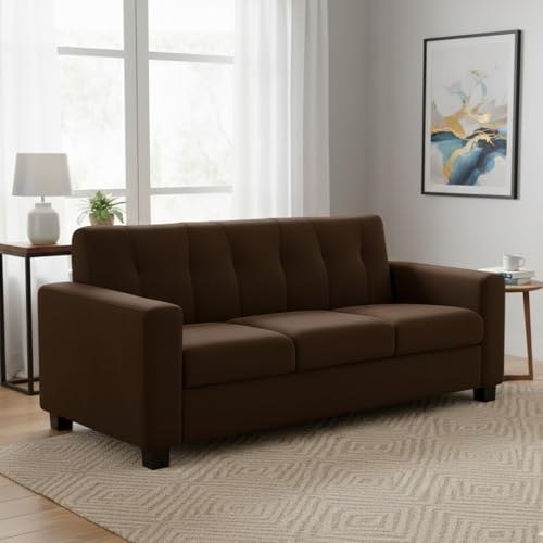 Furny Homioy 3 Seater Fabric Sofa Set (brown)
