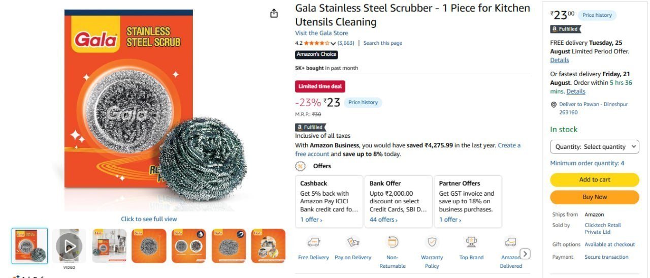 Gala Stainless Steel Scrubber 23min Buy - 4