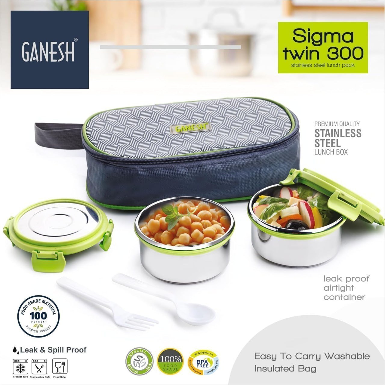 Ganesh Lunch Box With Bag 300 Ml 307