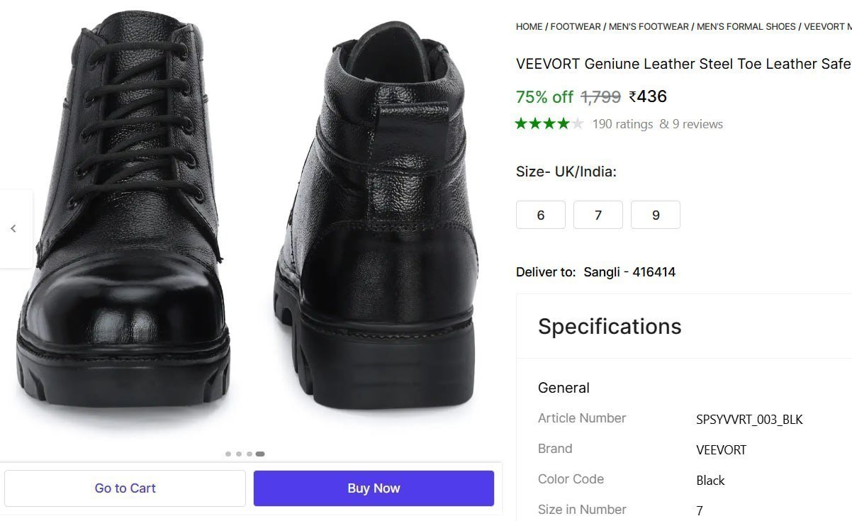 Geniune Leather Steel Toe Leather Safety Shoe