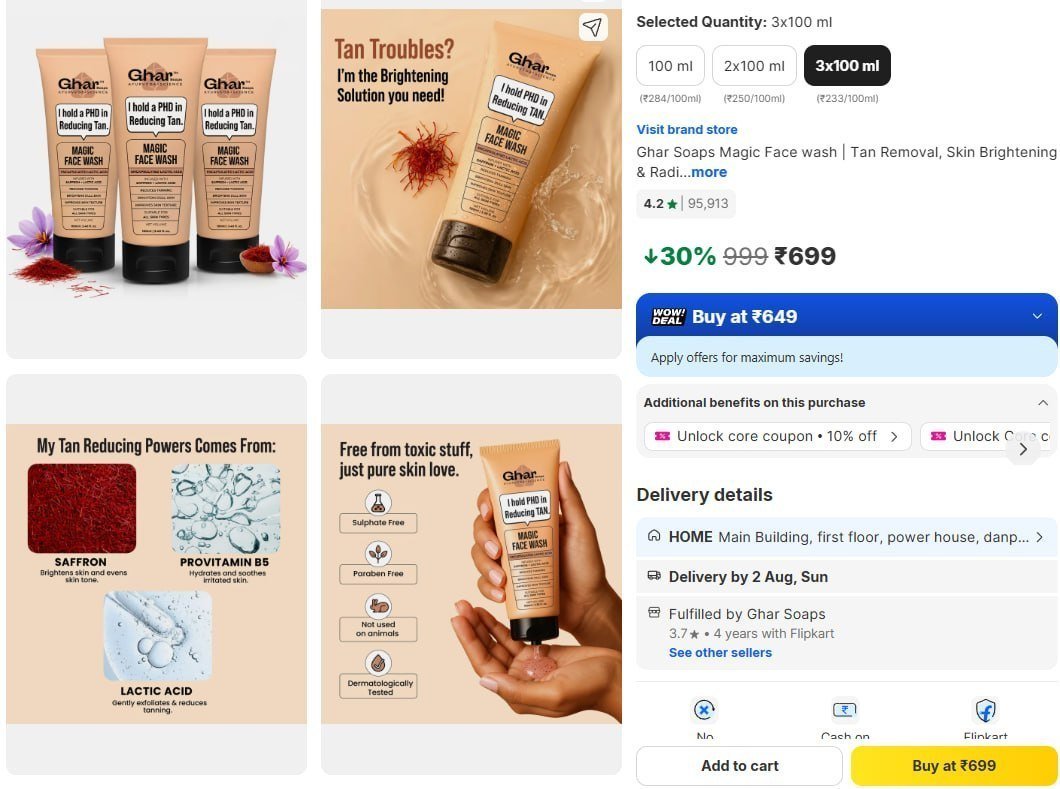 Gharsoaps Facewash Pack Of 3 (300ml) 699
