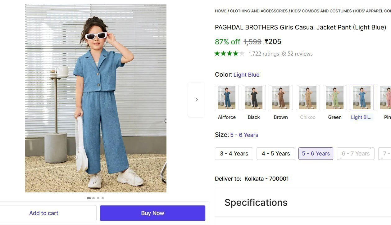 Girls Casual Jacket Pant (light Blue) 205