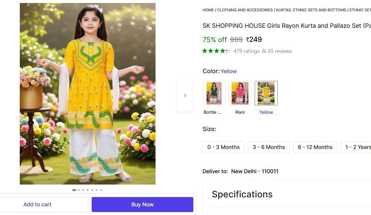 Girls Rayon Kurta And Pallazo Set 249