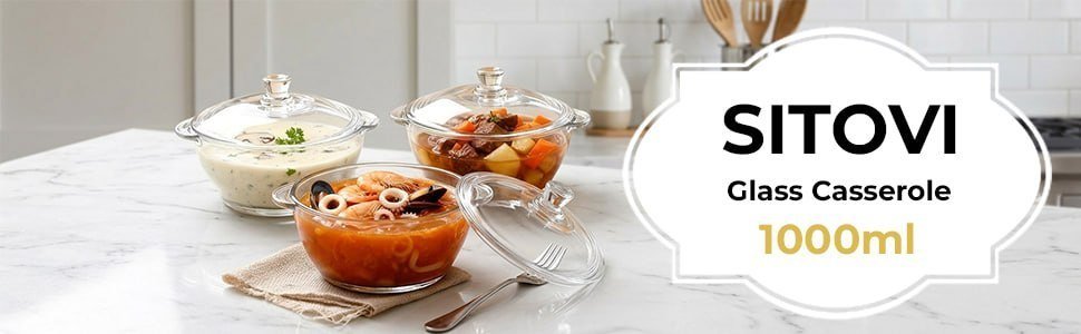 Glass Casserole Dish With Lid 1000ml 269