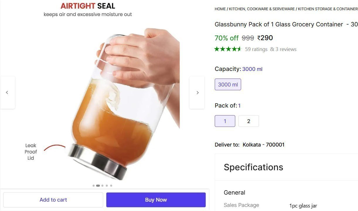 Glass Container - 3000ml 290