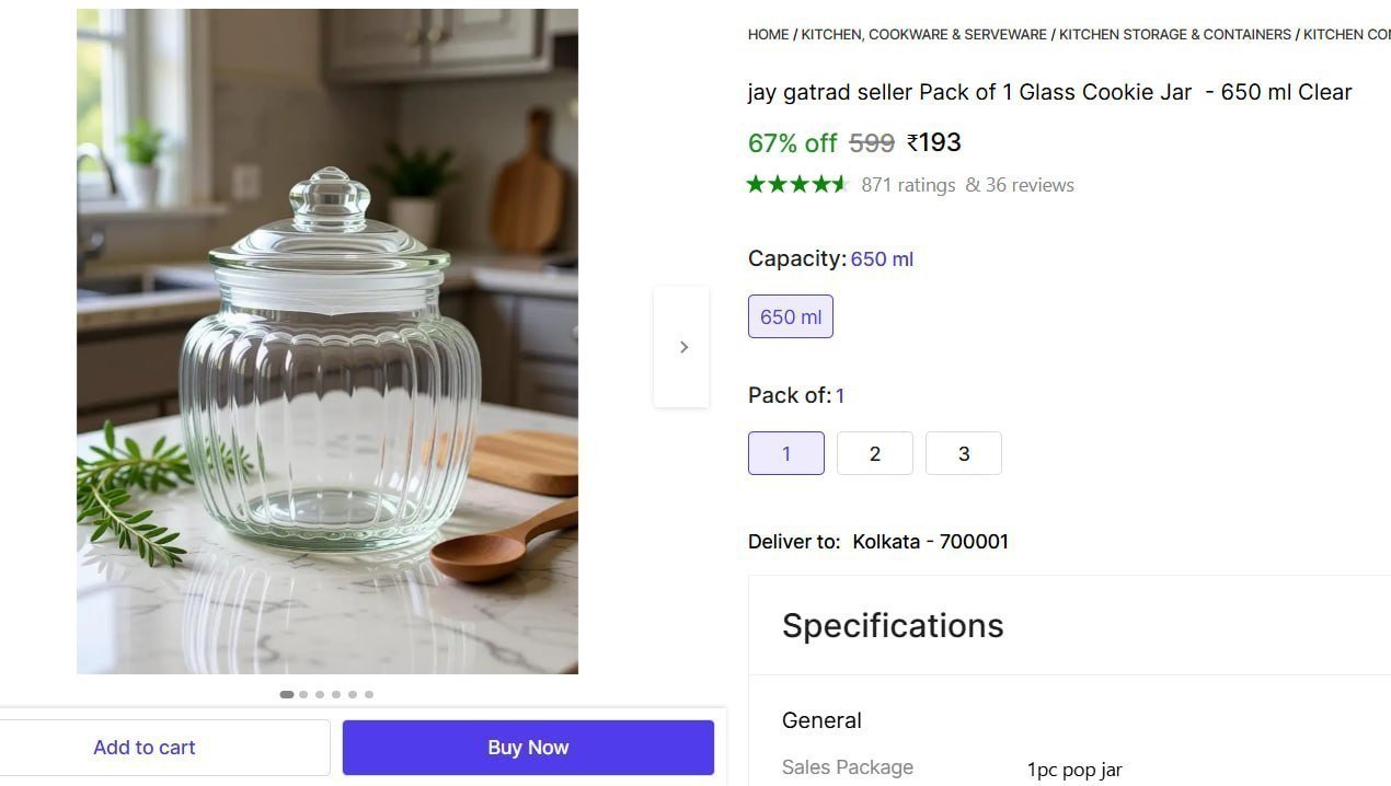 Glass Cookie Jar - 650 Ml 193