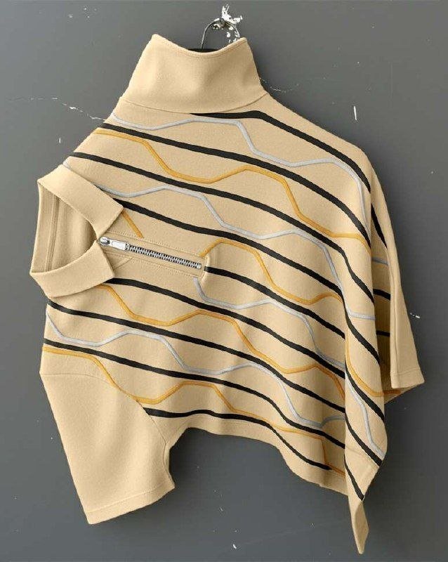 Global Nomad Striped Men Polo Neck Beige Brow
