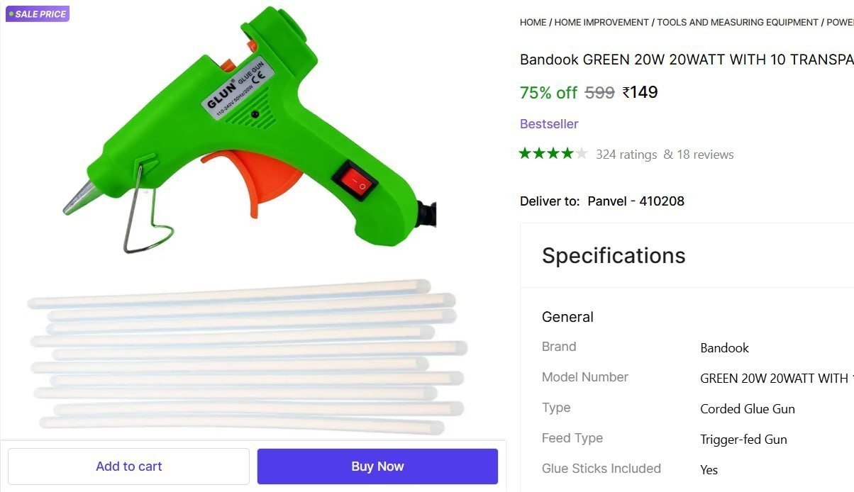 Glue Gun 10 Transparent Sticks 149