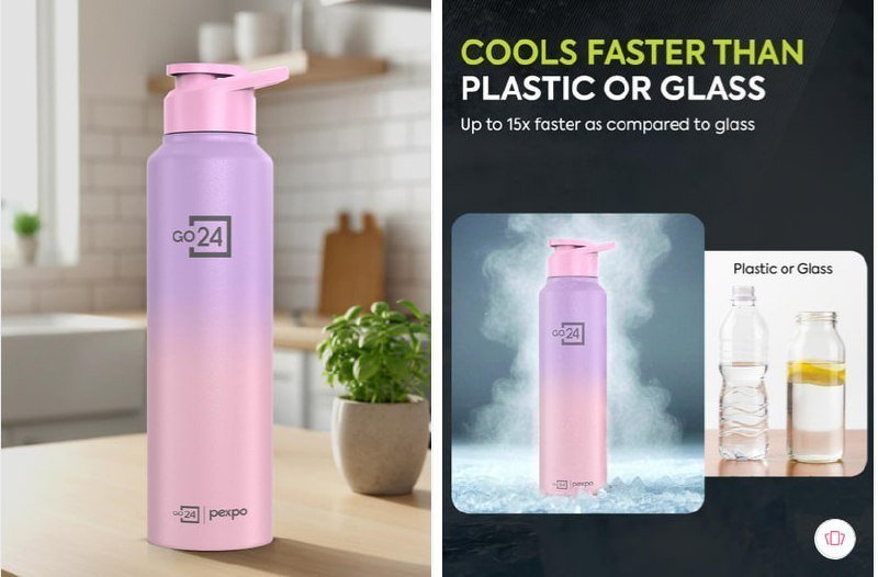 Go24 Craft Stainless Steel Water Bottle (950m