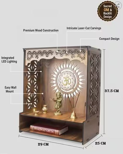 Gojeeva Wooden Led Temple Handcrafted Pooja M