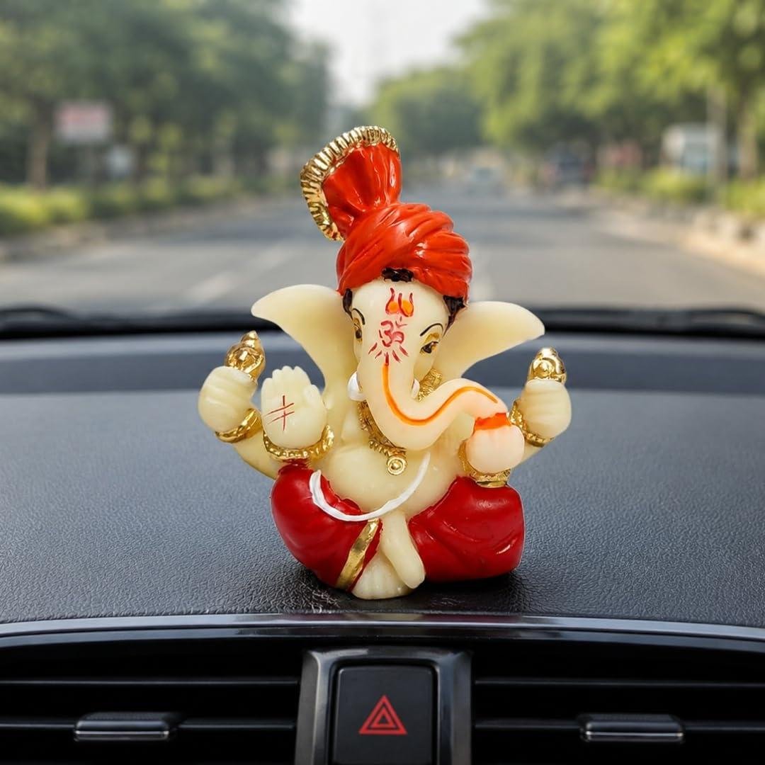 Gold Art India Polyresin Lord Ganesha Idol For Car