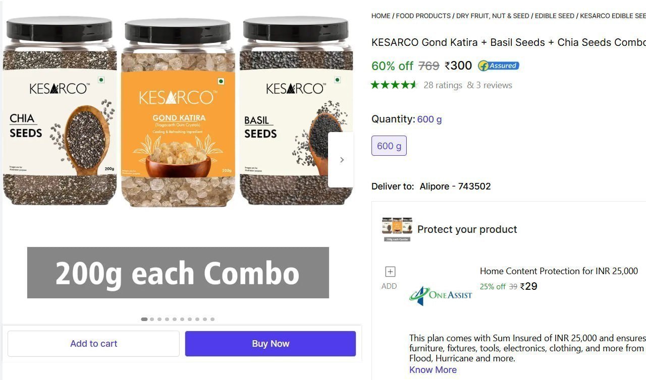 Gond Katira Basil Seeds Chia Seeds Combo Pack