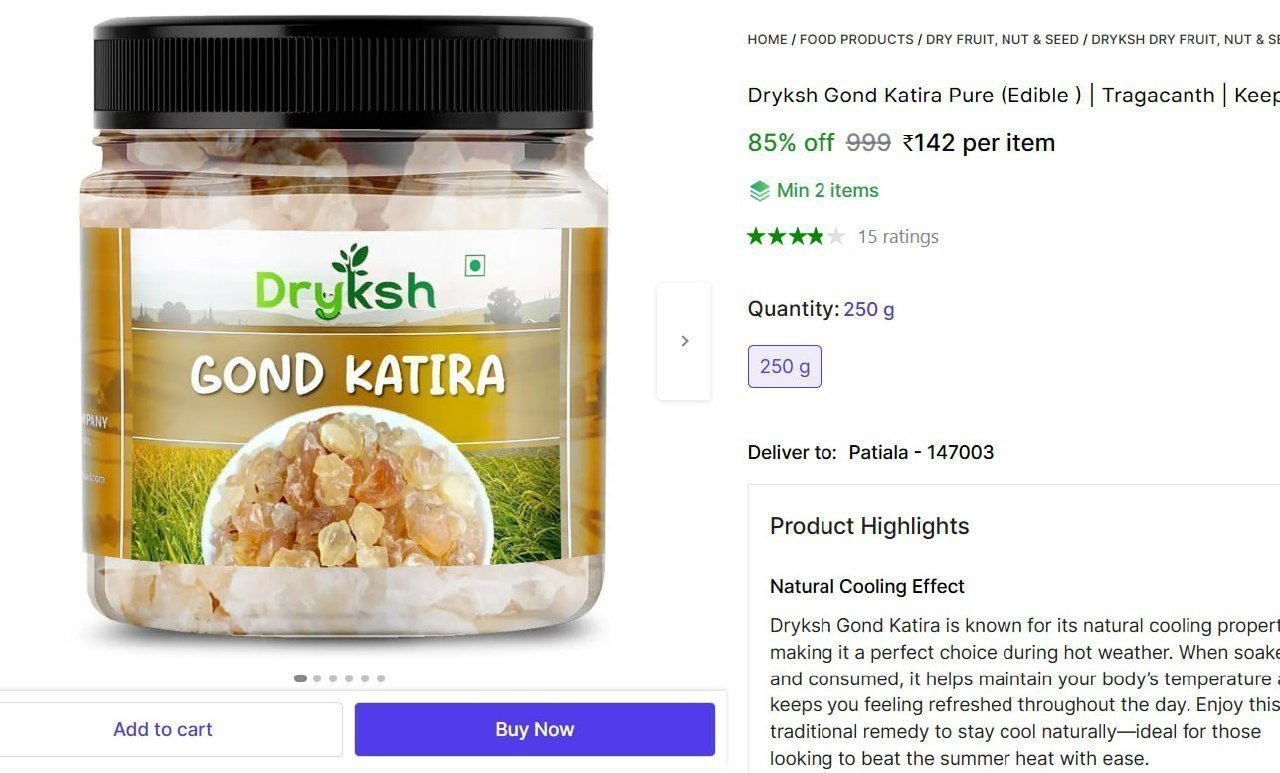 Gond Katira Pure (edible) 225gm At 142 Premium Nat