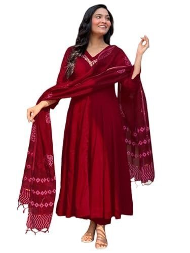 Gosriki Women S Viscose Gown Kurti Embroidery