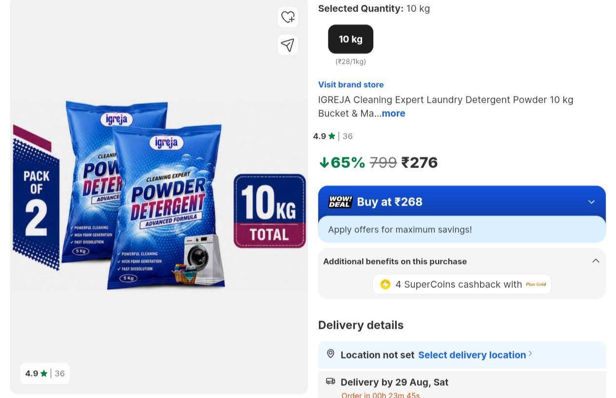 Grab 276 (10kg Detergent Powder) Buy Max Quan