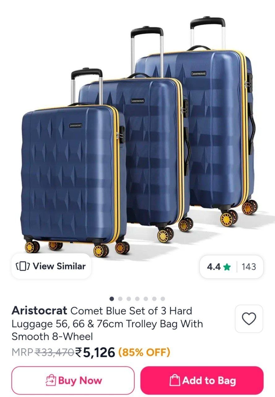Grab 5 126aristocrat Comet Blue Set Of 3 Hard