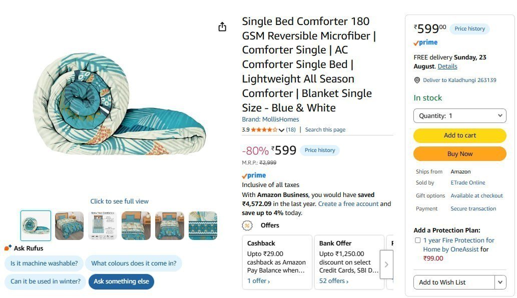 Grab Ac Comforter 599 Many Colour Options