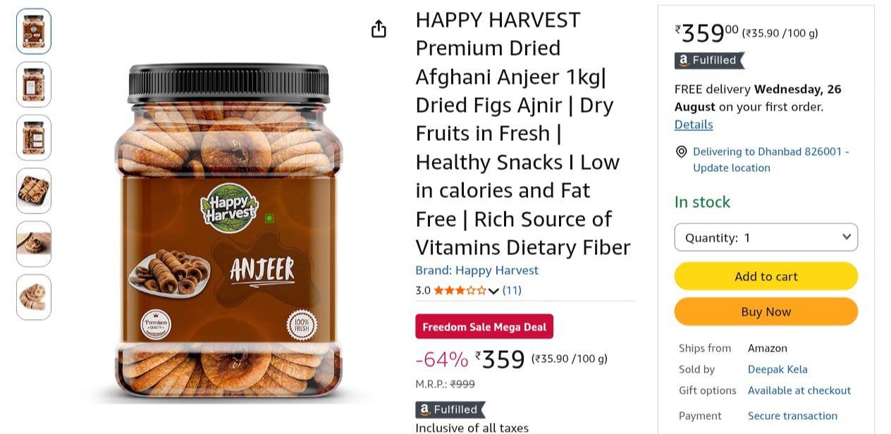 Grab Afghani Anjeer 1kg At 359 Buy Max Quanti