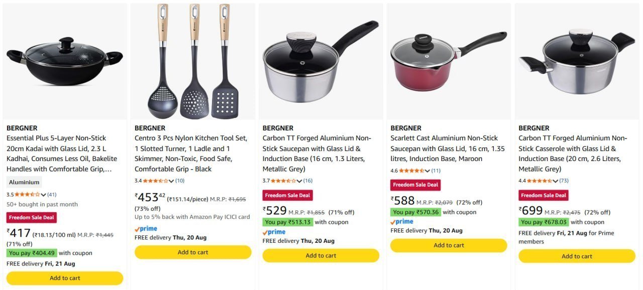 Grab Bergner Non-stick Saucepan 1 35 Ltr 588 Flipk