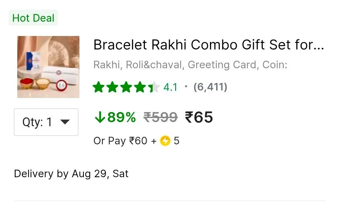 Grab Bracelet Rakhi Combo Gift Set 65 -