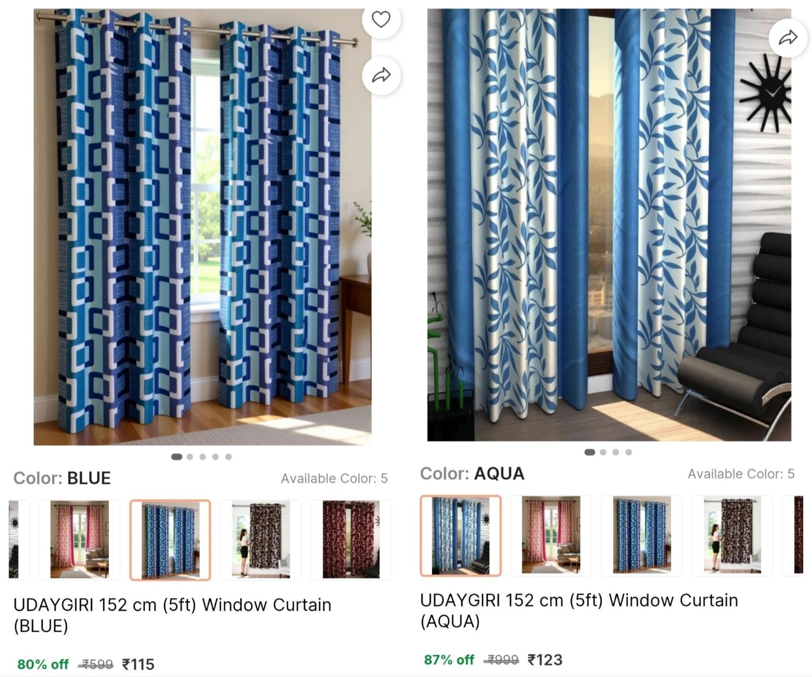 Grab Curtains (5ft) Under 150