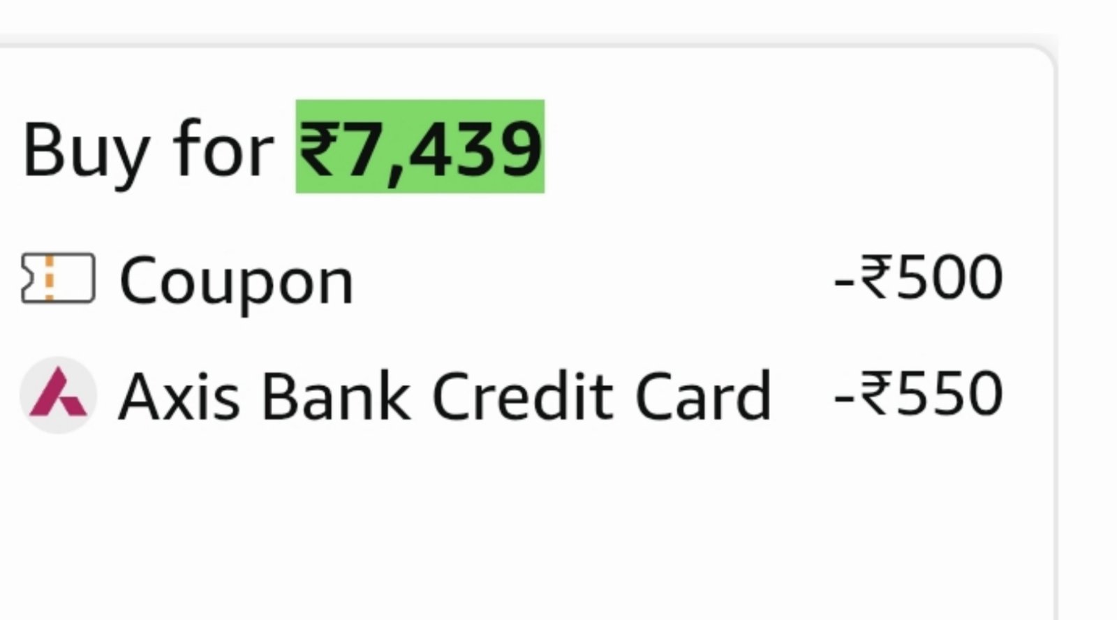 Grab Faaaast 7439500 Coupon550 With Axis Bank