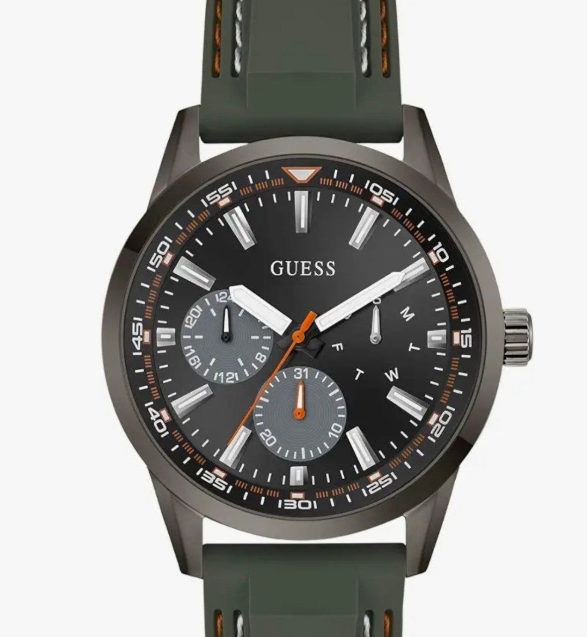 Grab Guess Round 44mm Black Dial Analog Men W